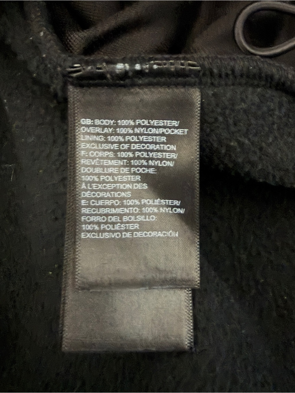 The North Face Black Hooded Fleece Jacket with Woven Chest - Picture 3 of 4
